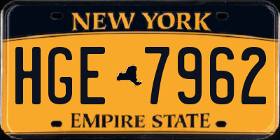 NY license plate HGE7962