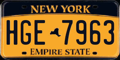 NY license plate HGE7963