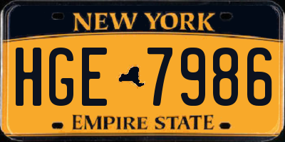 NY license plate HGE7986