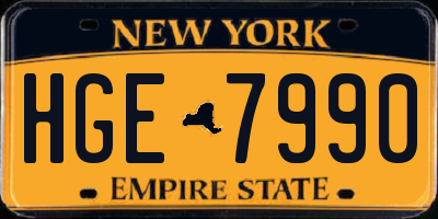 NY license plate HGE7990