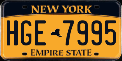 NY license plate HGE7995