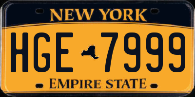 NY license plate HGE7999