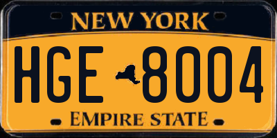 NY license plate HGE8004