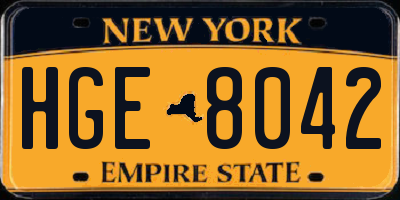 NY license plate HGE8042