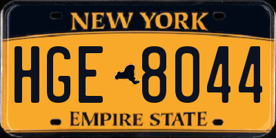 NY license plate HGE8044