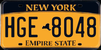 NY license plate HGE8048