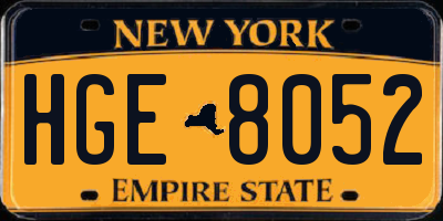 NY license plate HGE8052