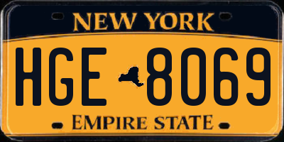 NY license plate HGE8069