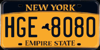 NY license plate HGE8080
