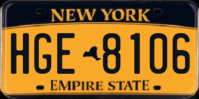 NY license plate HGE8106