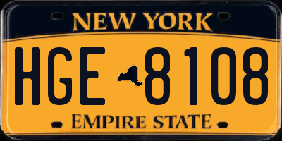 NY license plate HGE8108