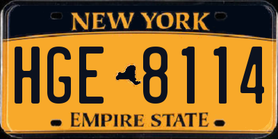 NY license plate HGE8114