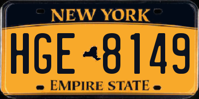 NY license plate HGE8149