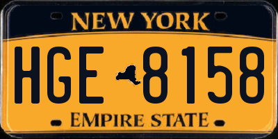 NY license plate HGE8158