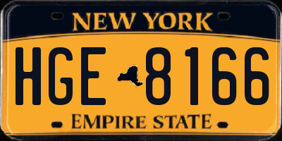NY license plate HGE8166