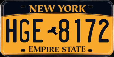 NY license plate HGE8172