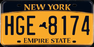 NY license plate HGE8174