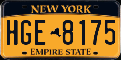 NY license plate HGE8175