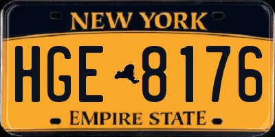 NY license plate HGE8176
