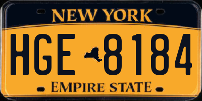 NY license plate HGE8184