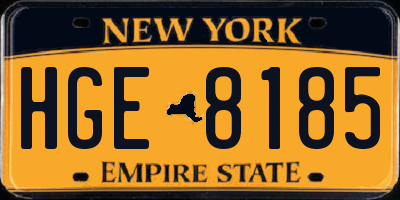 NY license plate HGE8185