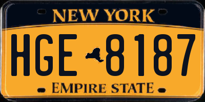 NY license plate HGE8187