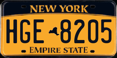 NY license plate HGE8205