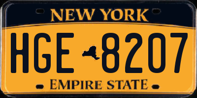 NY license plate HGE8207