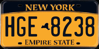 NY license plate HGE8238