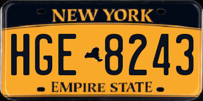 NY license plate HGE8243