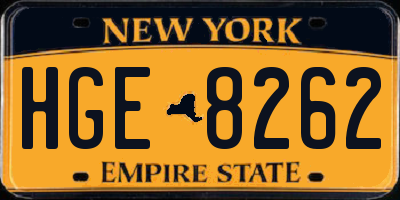 NY license plate HGE8262
