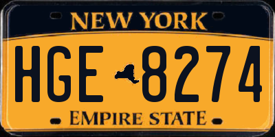 NY license plate HGE8274