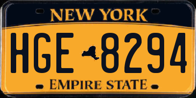 NY license plate HGE8294