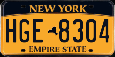 NY license plate HGE8304