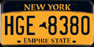 NY license plate HGE8380