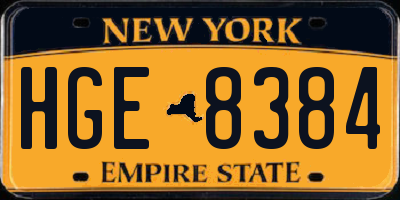 NY license plate HGE8384