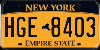 NY license plate HGE8403