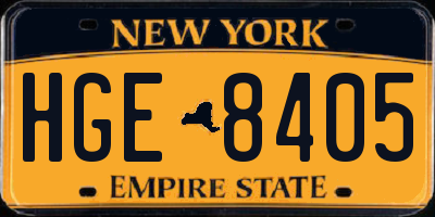 NY license plate HGE8405