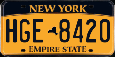 NY license plate HGE8420