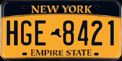 NY license plate HGE8421