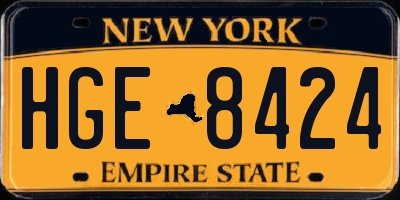 NY license plate HGE8424