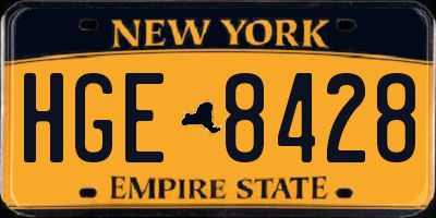 NY license plate HGE8428