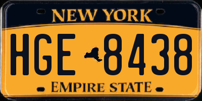 NY license plate HGE8438