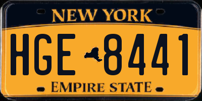 NY license plate HGE8441
