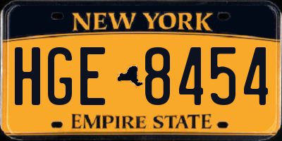 NY license plate HGE8454