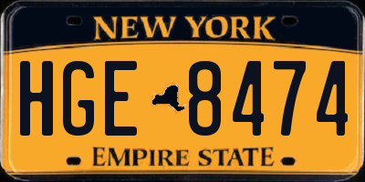 NY license plate HGE8474