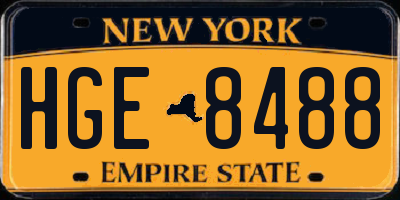 NY license plate HGE8488