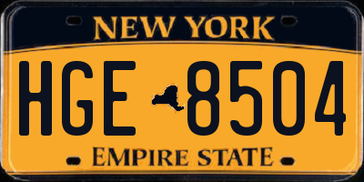 NY license plate HGE8504