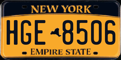 NY license plate HGE8506