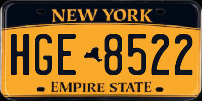 NY license plate HGE8522